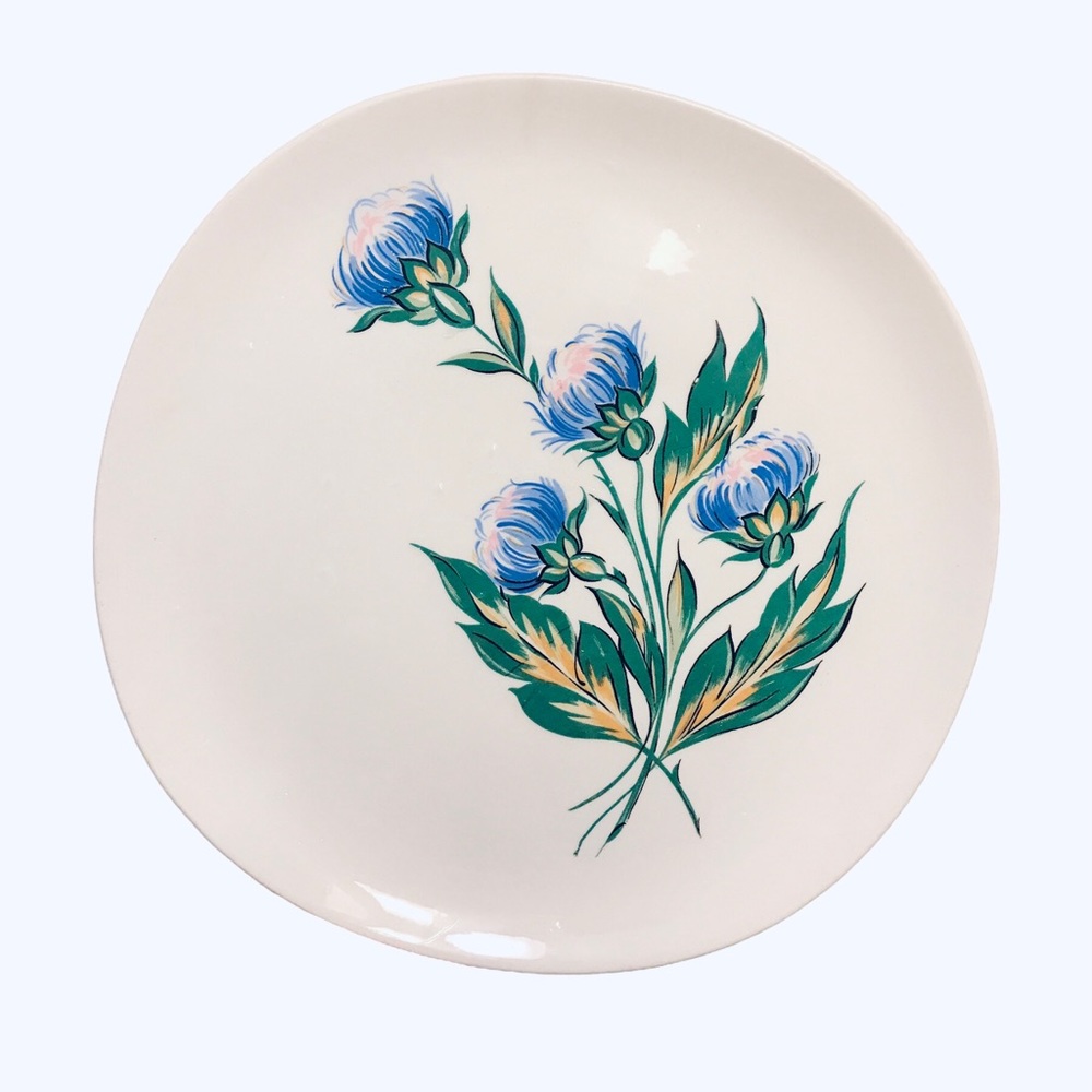 2 Crooksville Iva-Lure CELESTIAL Purple Clover 10" Dinner Plates Vintage 1940s